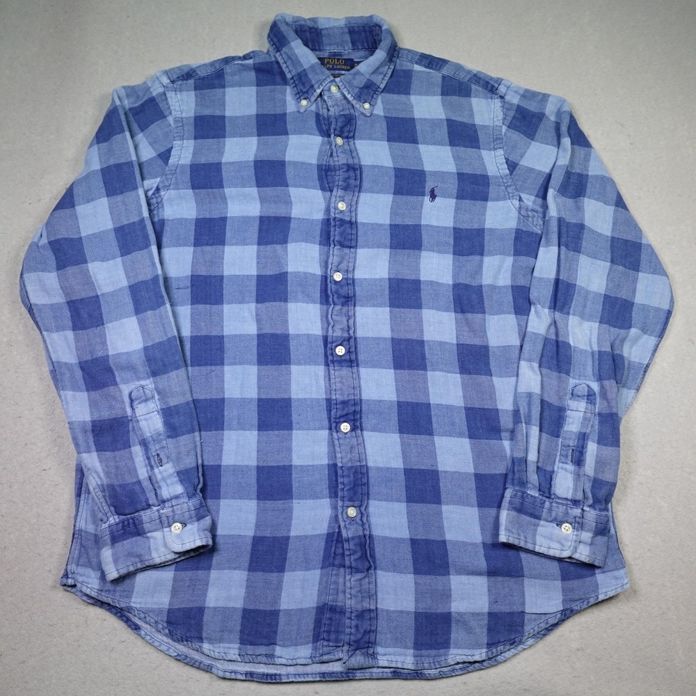 Polo Ralph Lauren Shirt Mens XL Buffalo Plaid Indigo flannel Cabincore work